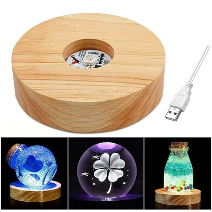 Bohemian Round Lamp Base Solid Wood LED Lamp Holder Display Stand Lamp Stand Base Home Decor
