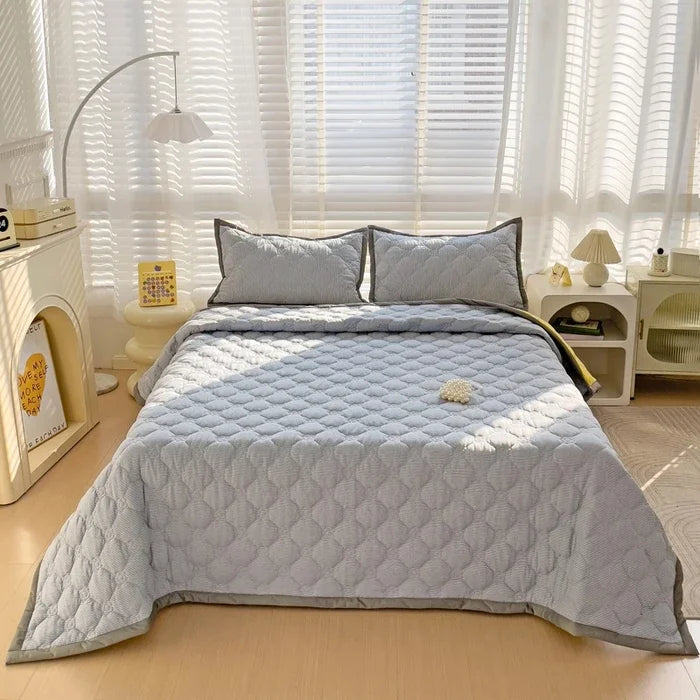 Quilted Bedspread Plaid Style Bed Linen Thickened Bedsheet Home Blanket Skin-friendly Bed Cover (Pillowcase Need Order)