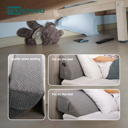 1Pc Bed Gap Filler Bed Wedge Pillow Headboard Pillow Memory Foam Material Mattress Gap Filler with 2 Side Large Pockets