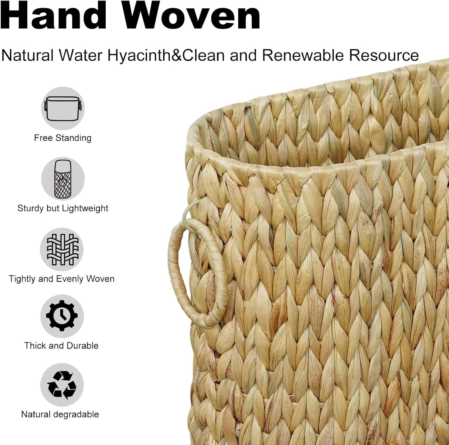 Toilet Paper Storage,Water Hyacinth Toilet Paper Baskets Bathroom Organizer,Large Toilet Paper Holder for up to 9 Mega Rolls,Bat