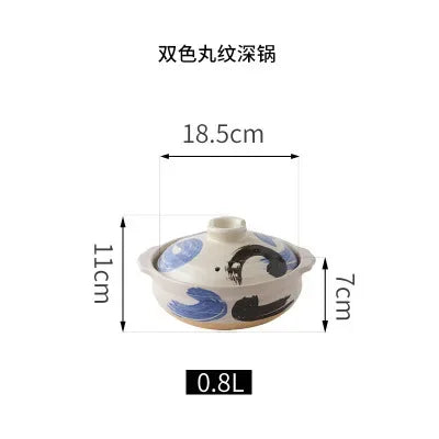 1 Pcs Ceramic Casserole Japanese Style Black Small Pot Clay Saucepan Home Kitchen Cookware Cooking Supplies Kitchen Pot Soup Pan