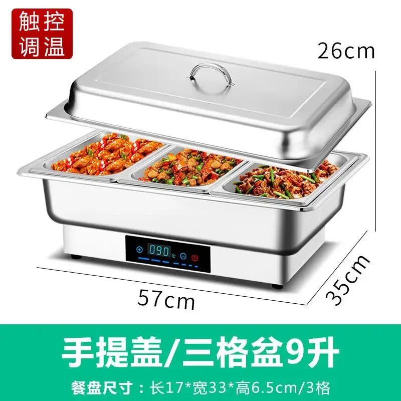 05110V US Stainless Steel Electric Heating Buffet Furnace Flap Square Furnace