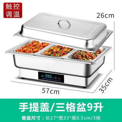 05110V US Stainless Steel Electric Heating Buffet Furnace Flap Square Furnace
