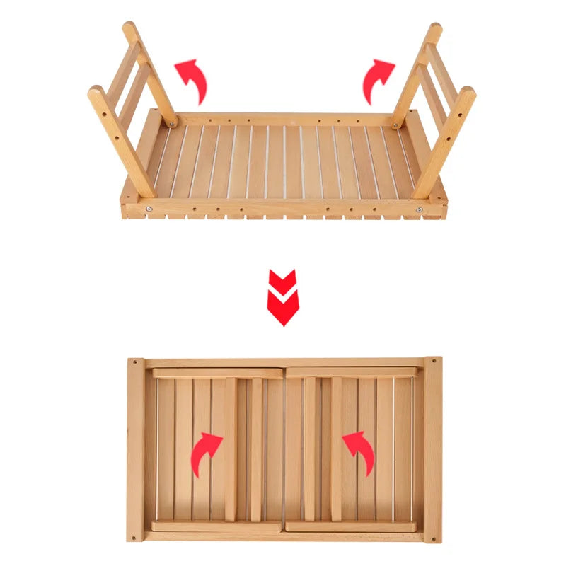 Outdoor Solid Wood Table Portable Folding Table Camping Hiking Barbecue Small Table Self-driving Tour Rack Picnic Table