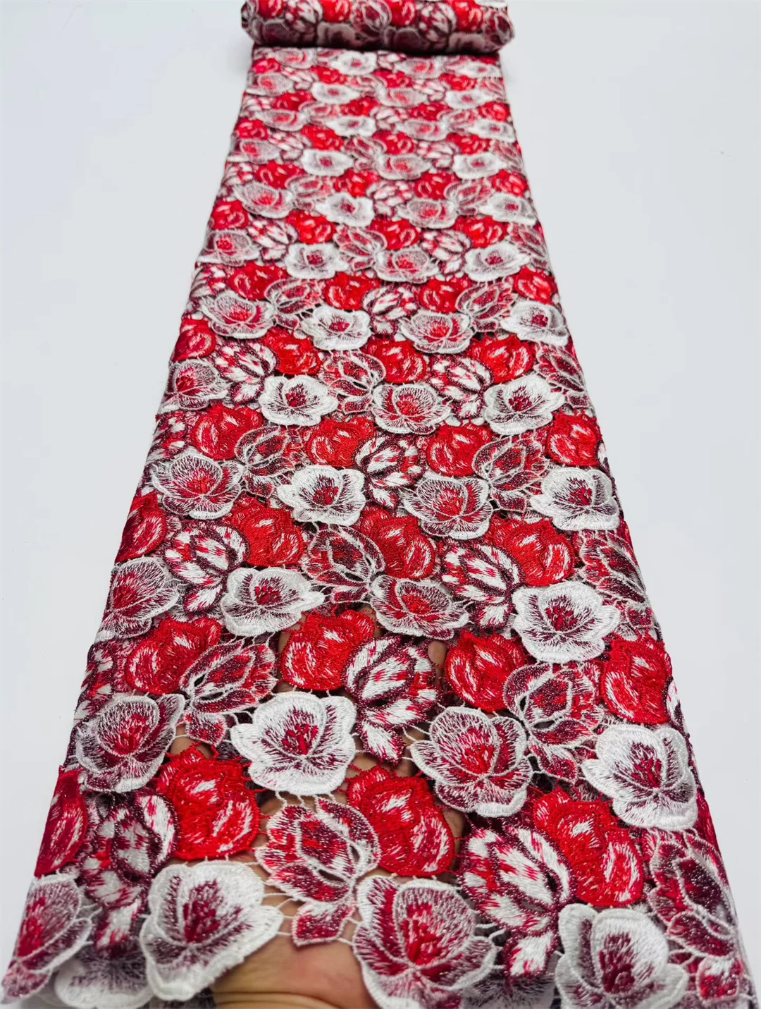 Cotton Embroidered African Guipure Cord Lace Traditional inspired Garment Women Water Soluble Fabric Occasional Wear