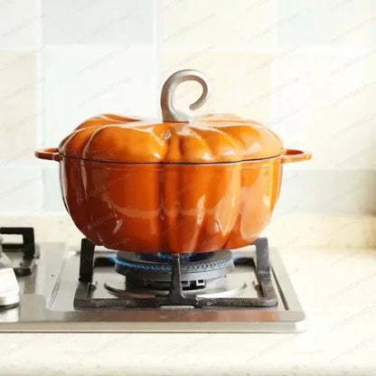 3.7L Enamel Coated Cookware Pumpkin Enameled Cast Iron Cooking Pot NonStick Enamel Pot Casserole Dish 12inch for All Heat Source