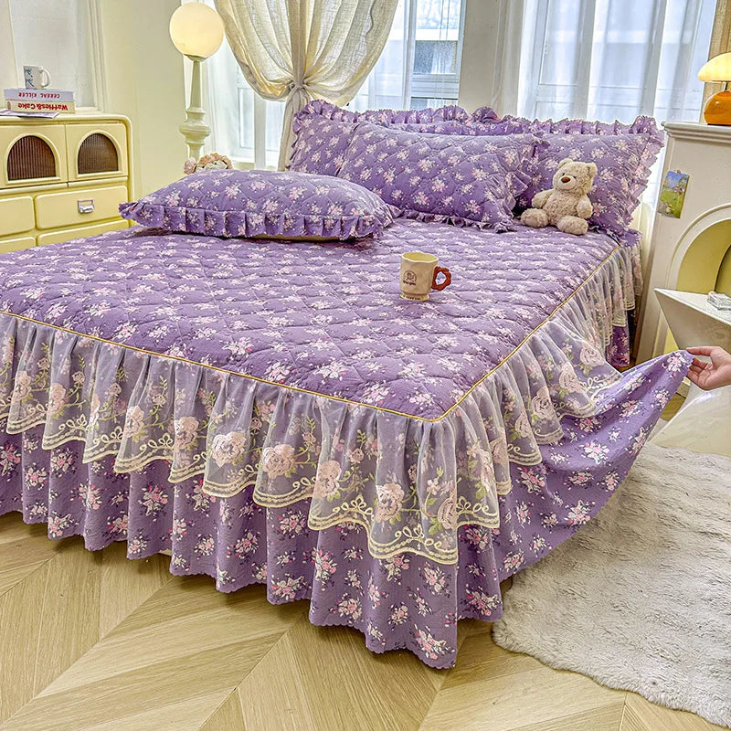 Cotton Bed Sheet Bed Skirt with Elastic Bands Non Slip Mattress Cover for Double King Queen Bed 150x200 180x200 220x200cm