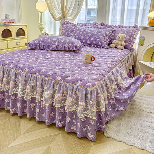 Cotton Bed Sheet Bed Skirt with Elastic Bands Non Slip Mattress Cover for Double King Queen Bed 150x200 180x200 220x200cm