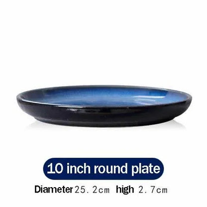 4size Tray for Decoration Blue Dishes for Serving Kiln Change Dinner Set 12 People Plates Hand Drawn Home Plate Tiers Tableware