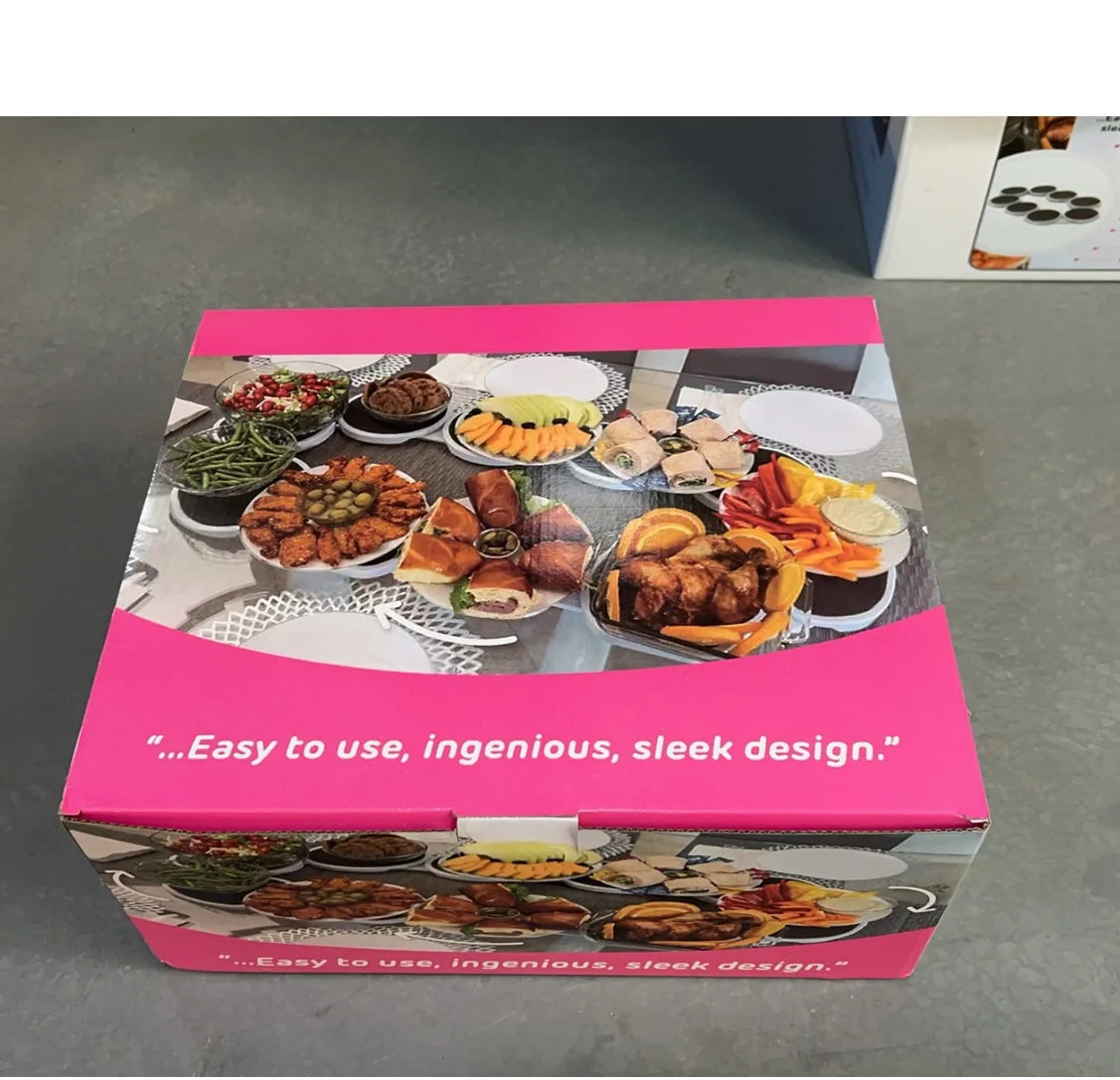 Stainless steel and plastic rotating tray rack, manual operation desktop