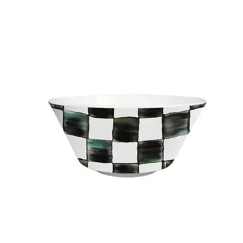 Glazed Western-style Dishes Creative Black-and-white Lattice Wedding Banquet Bone China Plate Flat Ceramic Tableware Vajillas