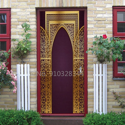 Arabic Style Door Sticker Self Adhesive Wallpaper Living Room Bedroom Decor Muslin Style Decal Door Cover Home Design Decoration