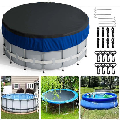18Ft Round Pool Cover Oxford Fabric Winter Pool Solar Cover for above Ground Pool Waterproof and Dustproof Swimming Pool Cover