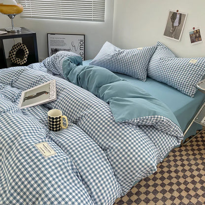 Bed Linen Sheets Duvet Cover Four-piece Set of Washed Cotton Bedding Quilt Covers Three-piece Set for Student Dormitories