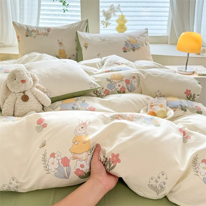 Bonenjoy Floral Style Duvet Cover Sets Single/Queen/King Soft Washed Cotton Bed Cover Sets dekbedovertrek 240x220 Bedding Sets