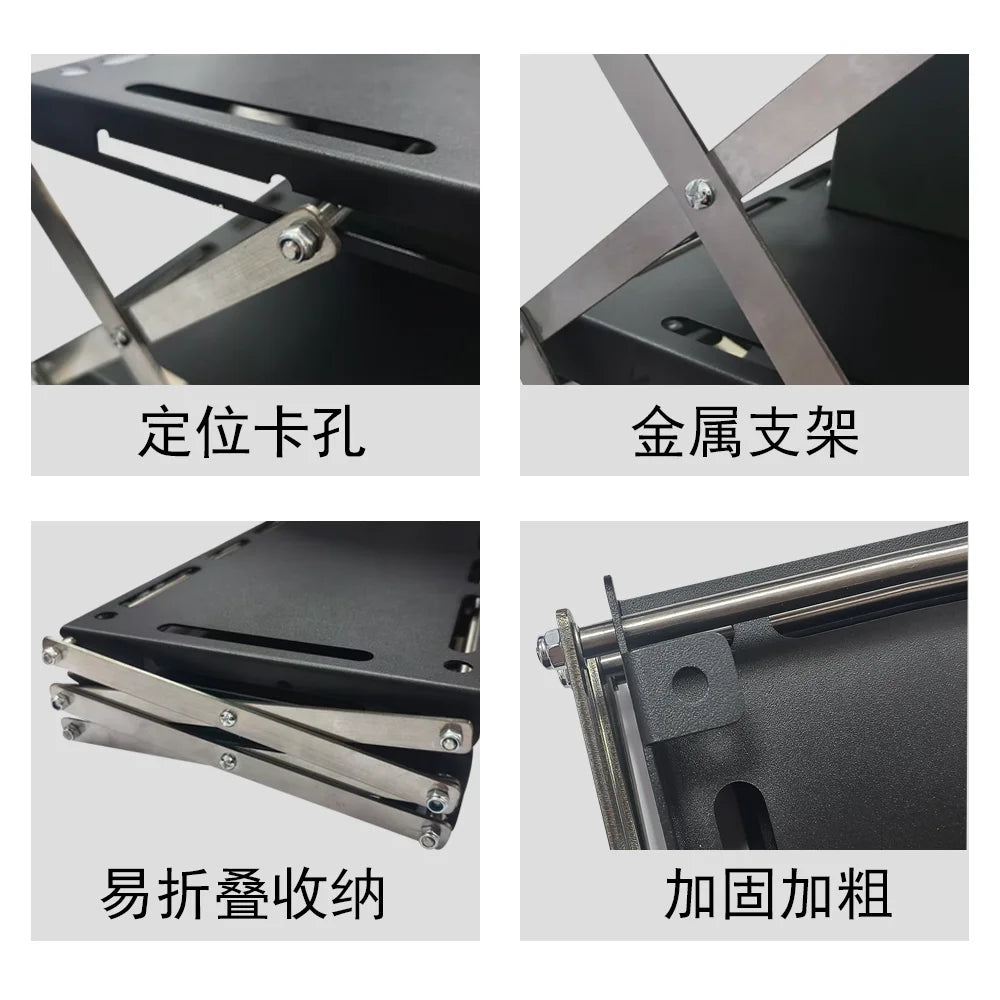 Outdoor Camping Three-Tier Shelf Wood Foldable Portable Camping Folding Table, Multi-Layer Multifunctional Storage Table