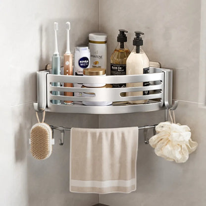Elevated Bathroom Storage Rack Triangular Toilet No Drilling Corner Shower Hanging Shelf Wall Mounted Bathroom Accessory
