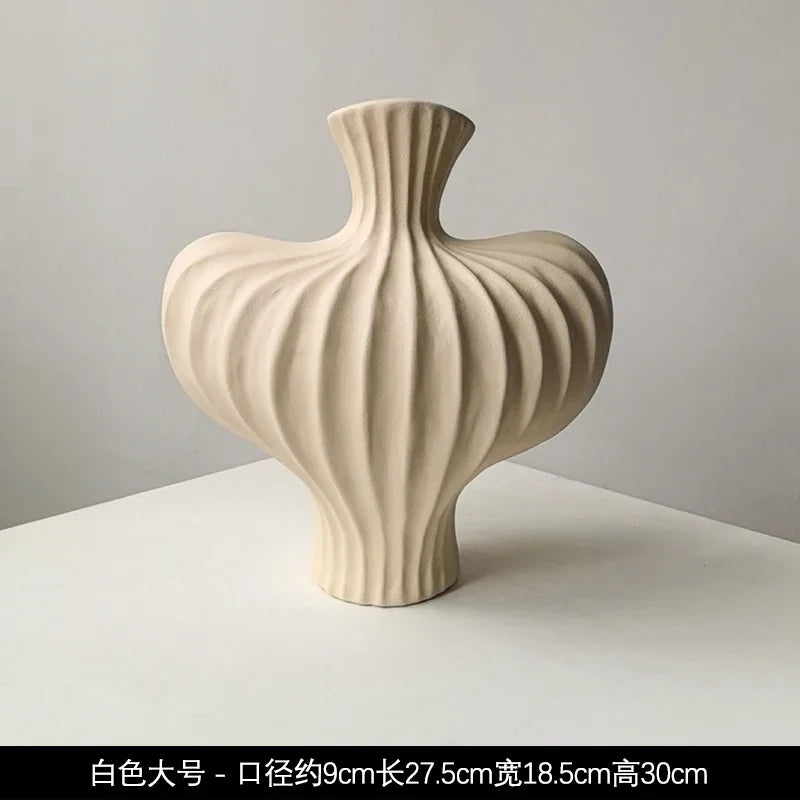 Livetai Wabi-Sabi Handmade Ceramic Vase, Organic Artistic Flower Pot for Living Room, Study & TV Console, Modern Boho Decor