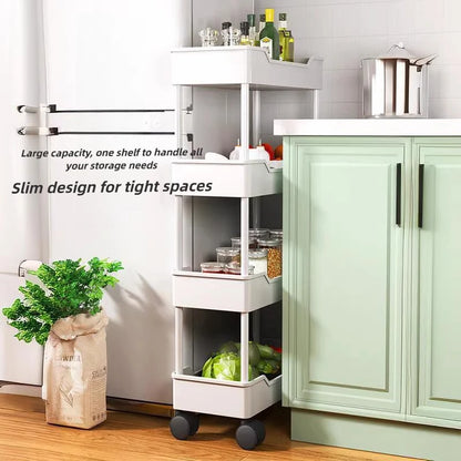 Gap storage rack, floor-standing multi-layer kitchen, narrow gap bathroom, snack cart, side storage rack for refrigerator