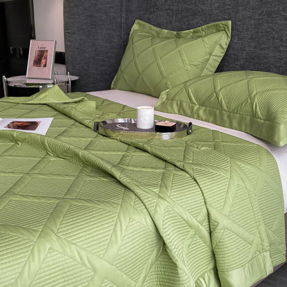 Silky Tencel Quilted Bedspread on the Bed, Cool Quilt, Lyocel 50, Quilted Blanket, Comforter, Double Queen Cover, Padded, Summer