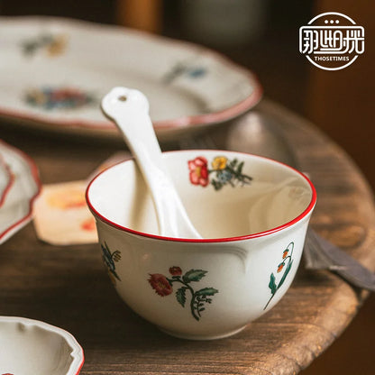 Vintage ceramic tableware, household rice bowls, plates, Western cuisine plates