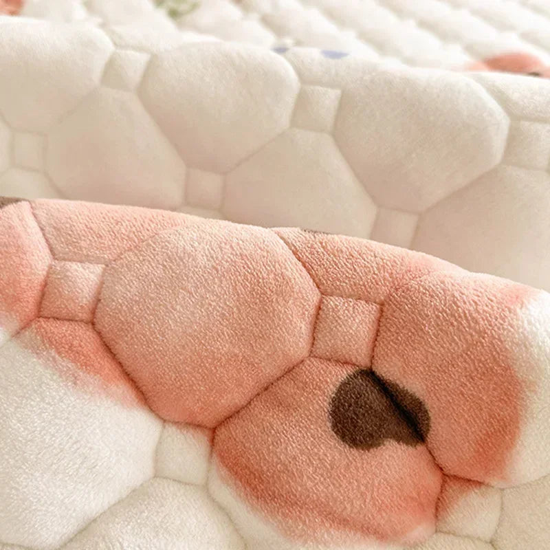 Cartoon Printed Warm Bed Mattress Super Soft Cozy Milk Velvet Single Bedding Protector Thick Tatami Mats for Autumn and Winter