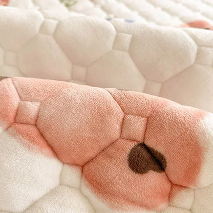 Cartoon Printed Warm Bed Mattress Super Soft Cozy Milk Velvet Single Bedding Protector Thick Tatami Mats for Autumn and Winter