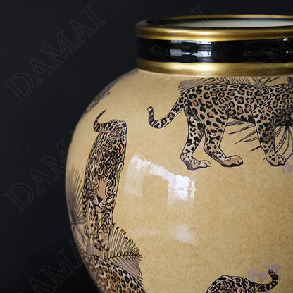 European Ceramic Vase Creative Tiger Rose Decorative Living Room Flower Vases Modern Hand Painted Stroke Dried Flowers Organizer