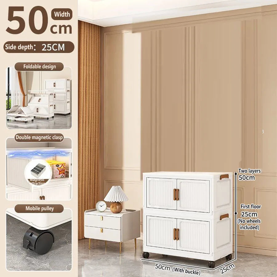 Folding Storage Cabinet Multi-Scene Storage Cabinet Wall-Mounted Kitchen Bathroom Bedroom Living Room Organizer