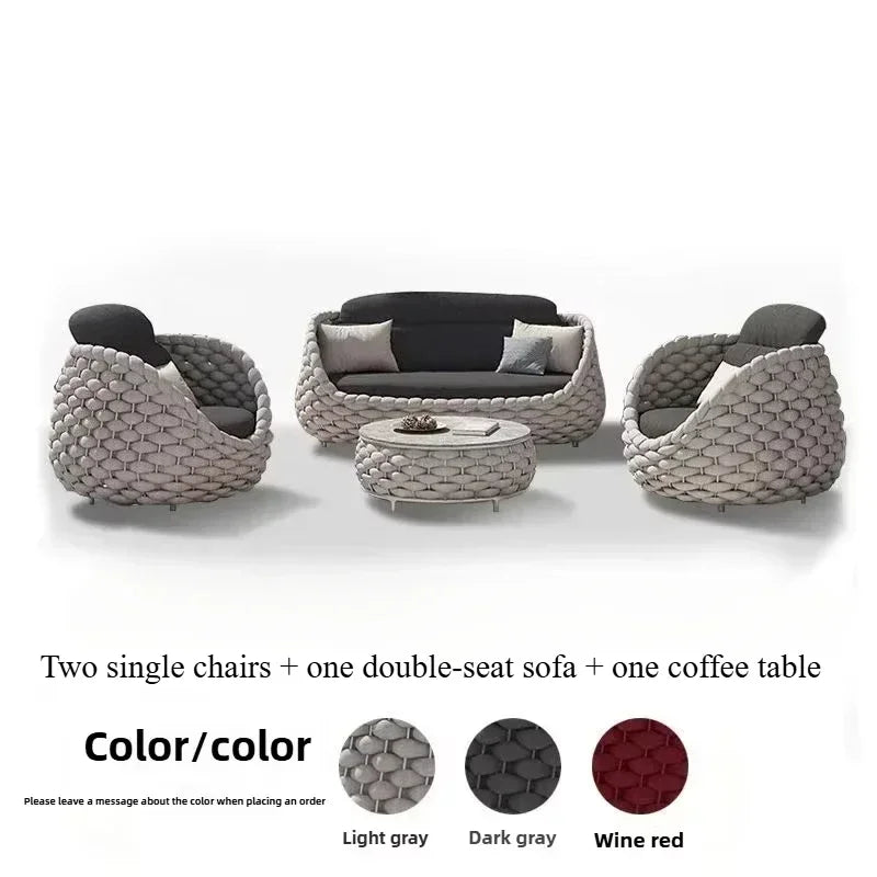 Outdoor Patio Sofa Set Wicker Garden Loveseat Cushioned Rattan Furniture Backyard Porch Seating All Weather Durable