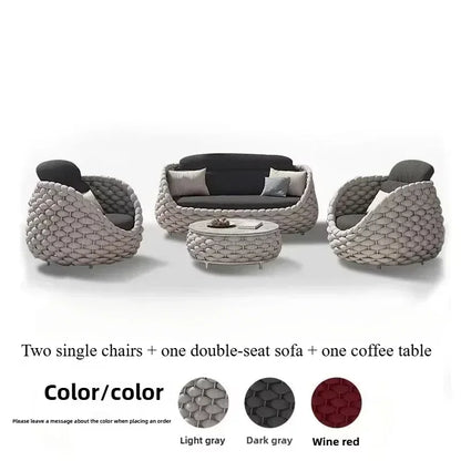 Outdoor Patio Sofa Set Wicker Garden Loveseat Cushioned Rattan Furniture Backyard Porch Seating All Weather Durable