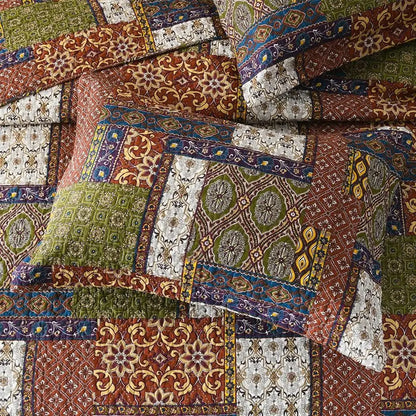 Bedspread Quilt Sets Reversible Bedding Coverlet Sets Comforter Patchwork Paisley Bohemian Bedspread Patchwork Brown, King Size
