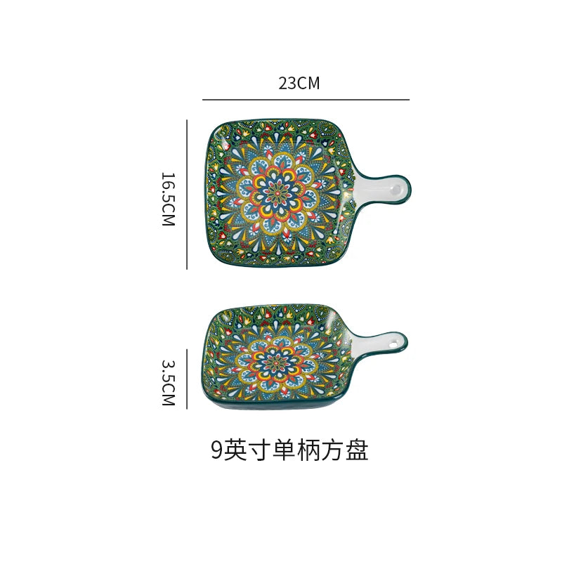 Ceramic Tableware Set Rice Bowl Serving Plate Creative Cutlery Soup Plate Noodle Handle Bowl Sauce Dish Steak Salad Fruit Plate