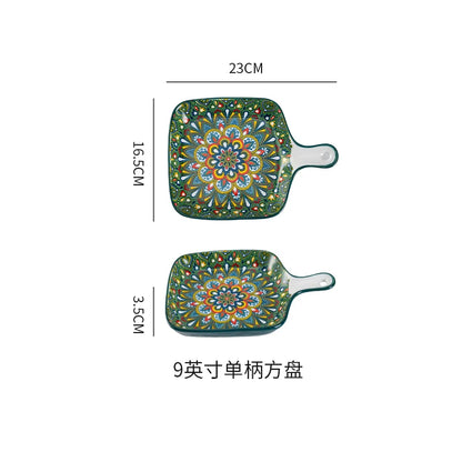 Ceramic Tableware Set Rice Bowl Serving Plate Creative Cutlery Soup Plate Noodle Handle Bowl Sauce Dish Steak Salad Fruit Plate