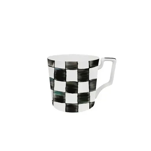 Glazed Western-style Dishes Creative Black-and-white Lattice Wedding Banquet Bone China Plate Flat Ceramic Tableware Vajillas