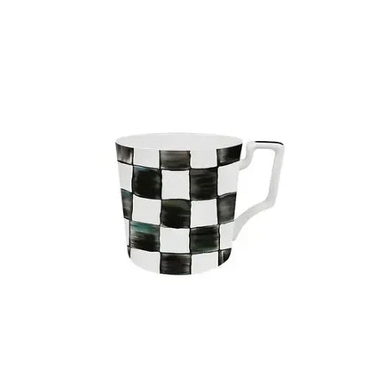Glazed Western-style Dishes Creative Black-and-white Lattice Wedding Banquet Bone China Plate Flat Ceramic Tableware Vajillas