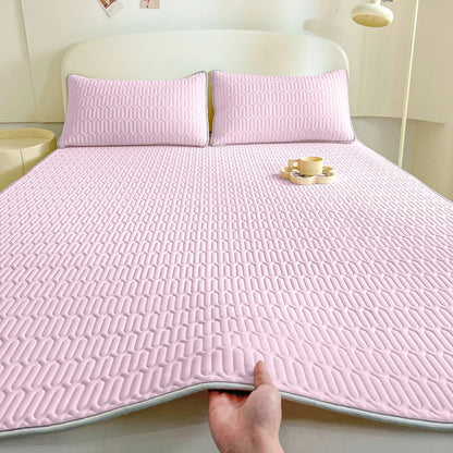 1pc Soft Latex Quilted Bed Sheet Summer Breathable Ice Silk Cool Bedsheet Solid Color Anti-slip Mattress Mat No Pillowcase