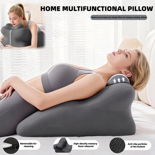 Bed Reading Pillow Multi-functional Lie Down Pillow Leg Waist And Back Cushion Washable Care Support Pad  Removable Body Pillow