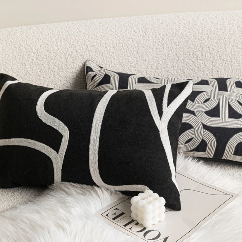 Modern Luxury Lumbar Pillow Cover 12x20in High Density Embroidered Jacquard Pillow Covers Decorative Home Decor for Sofa Bedroom