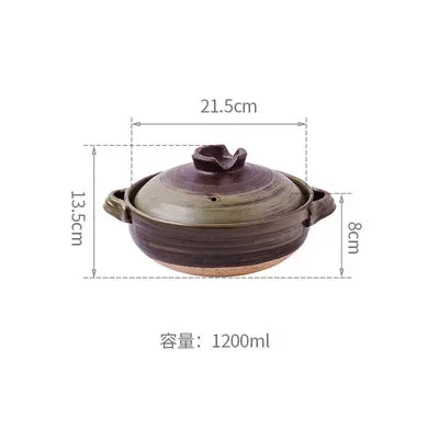 1 Pcs Ceramic Casserole Japanese Style Black Small Pot Clay Saucepan Home Kitchen Cookware Cooking Supplies Kitchen Pot Soup Pan