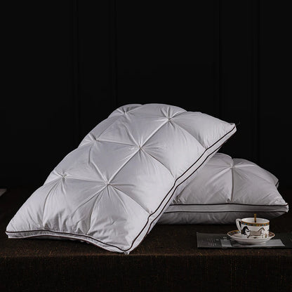 Luxury 3D Bread White Goose Down Feather Pillows for Sleeping Body Neck Protection Bed Pillows Soft Comfort 100% Cotton Cover
