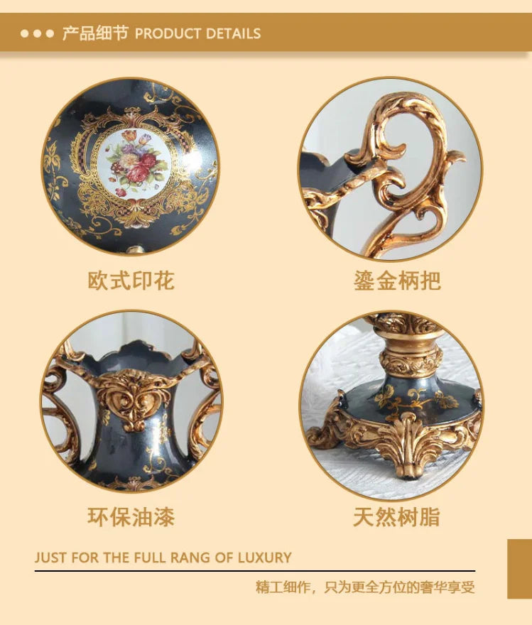 European luxury double ear vase, home living room foyer desktop decoration, handicrafts and decorations
