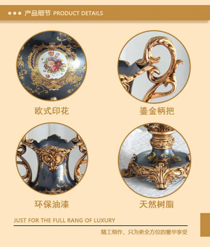 European luxury double ear vase, home living room foyer desktop decoration, handicrafts and decorations