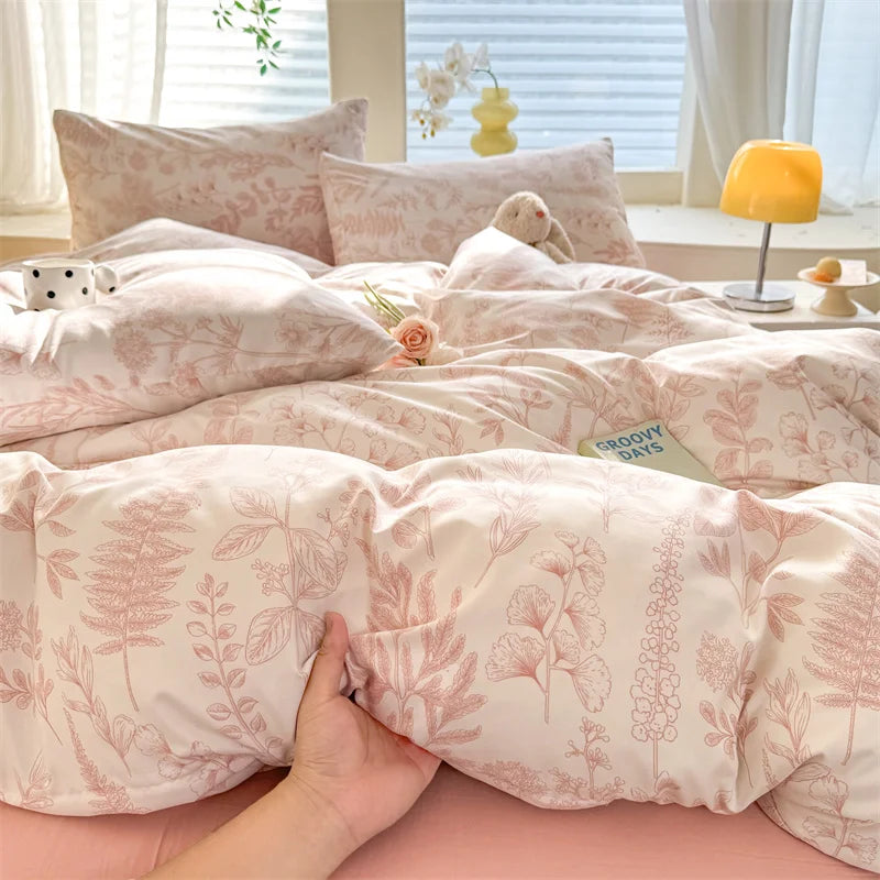 Bonenjoy Floral Style Duvet Cover Sets Single/Queen/King Soft Washed Cotton Bed Cover Sets dekbedovertrek 240x220 Bedding Sets