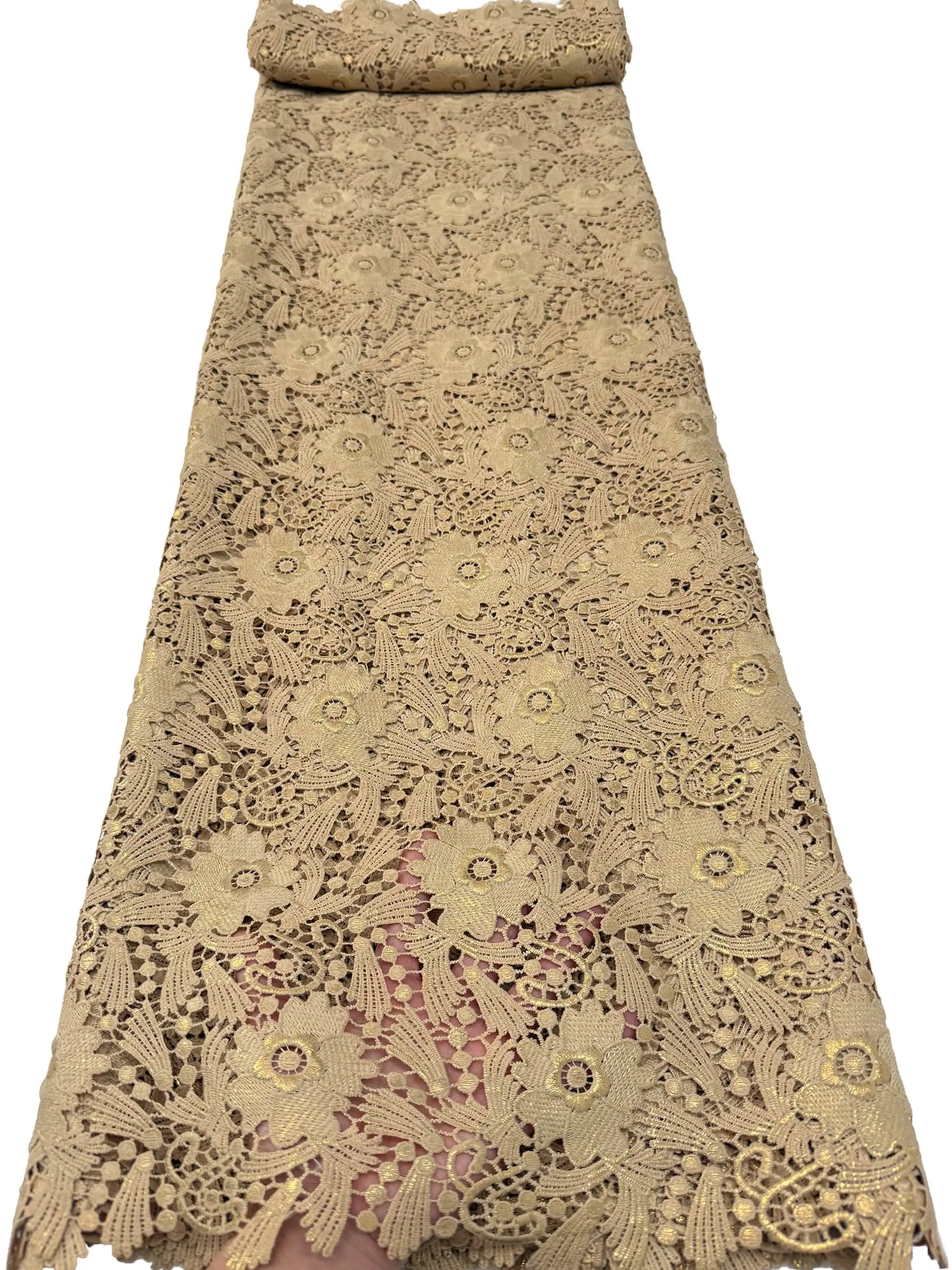 African Nigerian High-Quality Cotton Wedding Tulle Lace Fabric Hot Stamping  Water Soluble 5 Yards for Party Dresses Sewing