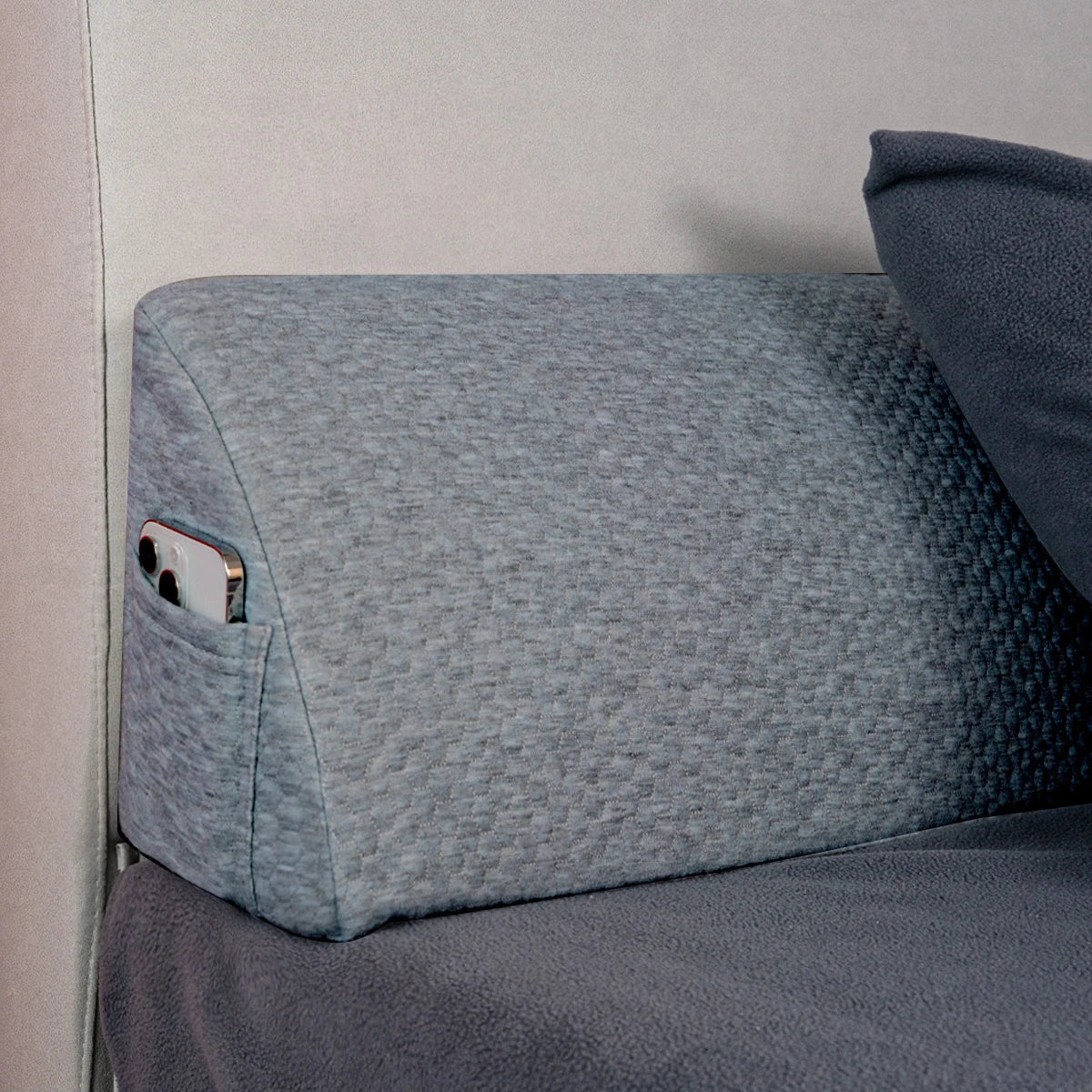 1Pc Bed Gap Filler Bed Wedge Pillow Headboard Pillow Memory Foam Material Mattress Gap Filler with 2 Side Large Pockets