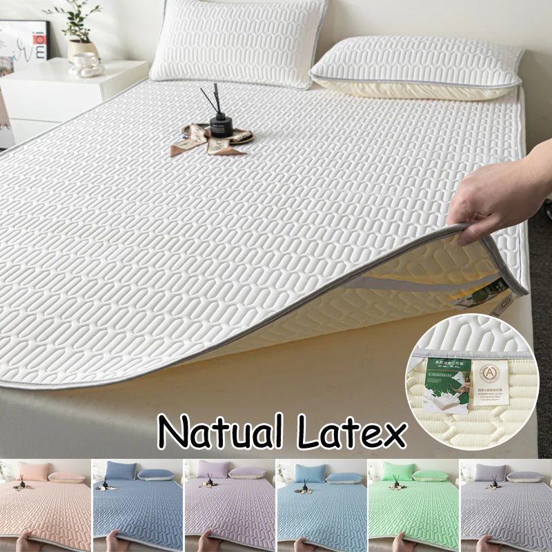 Soft Thicken Latex Filling Summer Bed Mat and Pillowcase 2/3pcs Bedding Set Smooth Cool Feeling Bed Sheet Cooling Mattress Cover