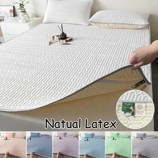 Soft Thicken Latex Filling Summer Bed Mat and Pillowcase 2/3pcs Bedding Set Smooth Cool Feeling Bed Sheet Cooling Mattress Cover