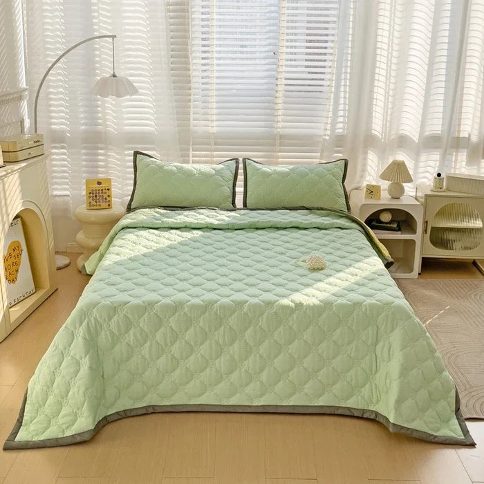 Quilted Bedspread Plaid Style Bed Linen Thickened Bedsheet Home Blanket Skin-friendly Bed Cover (Pillowcase Need Order)