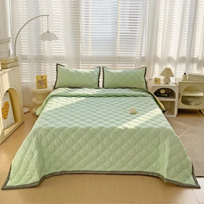 Quilted Bedspread Plaid Style Bed Linen Thickened Bedsheet Home Blanket Skin-friendly Bed Cover (Pillowcase Need Order)